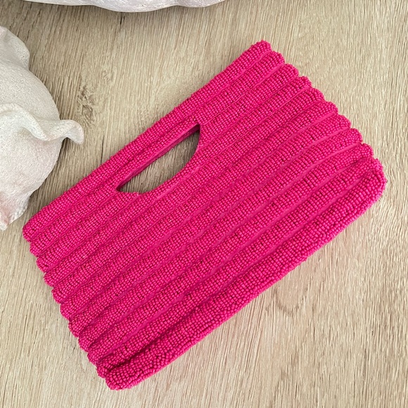 NWT Viral Antik Kraft Hot Pink Beaded Crossbody Clutch, Handcrafted in India - Picture 3 of 8